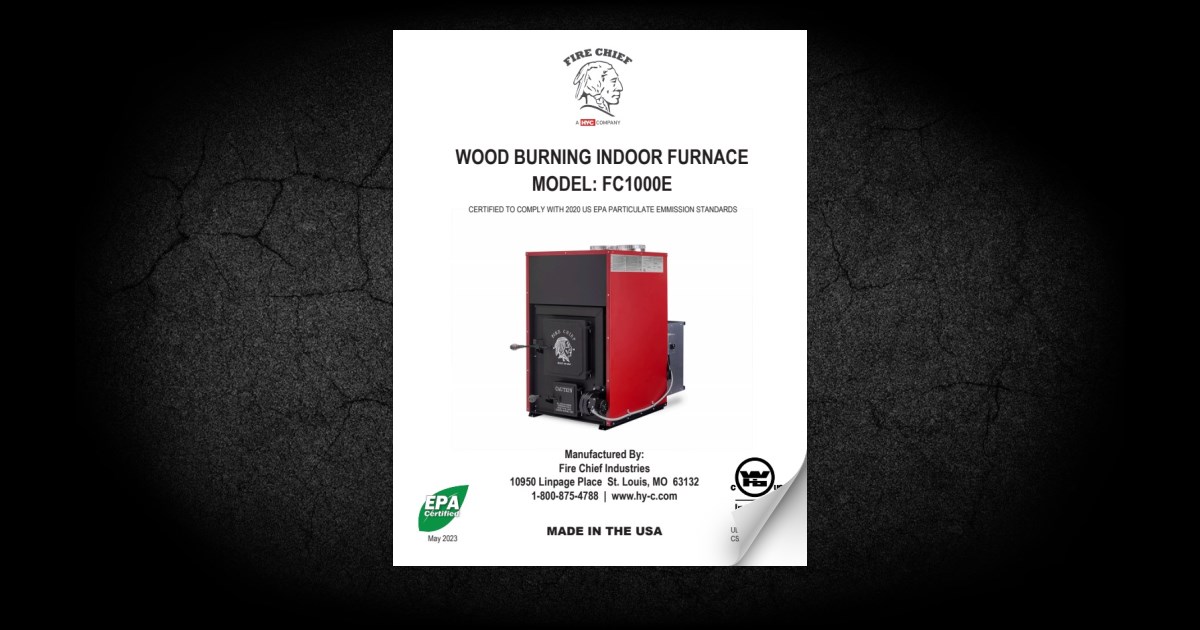 Fire Chief FC1000E Indoor Wood Furnace, 198,000 BTU