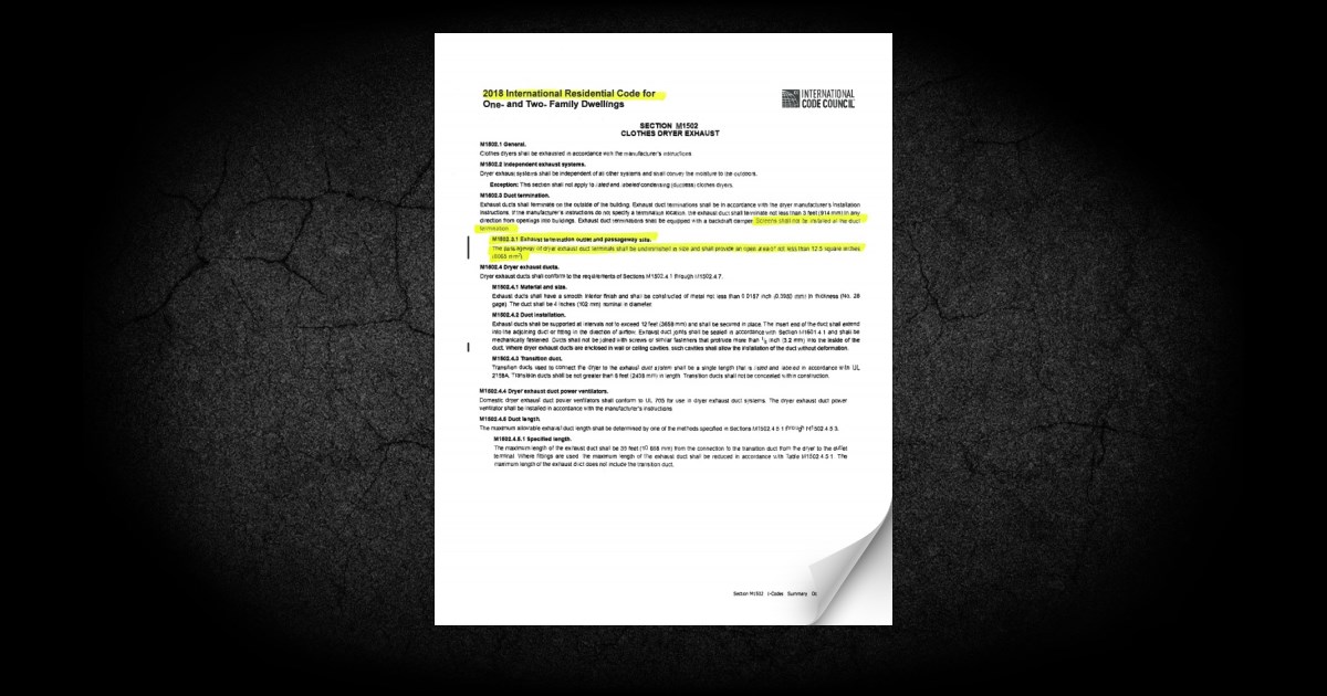 International Code Council Dryer Exhaust Code