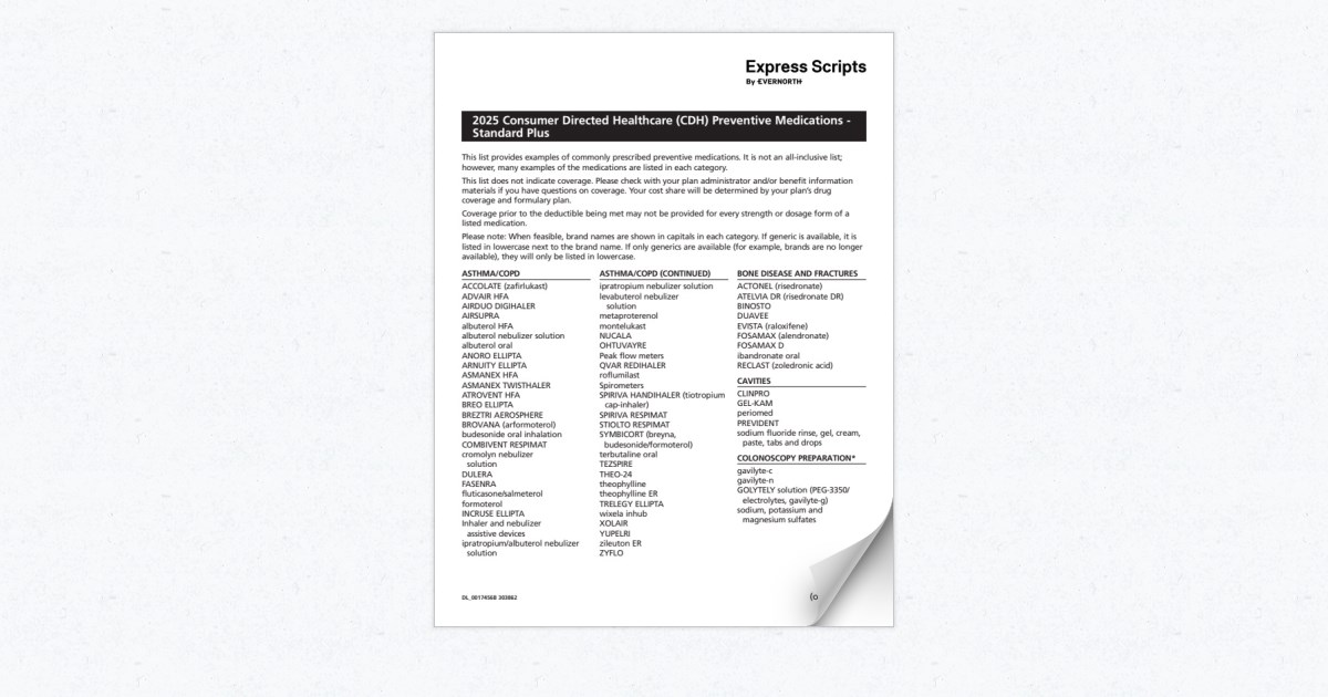 Cigna No Cost Share Preventive Drug List Flyer Page 3