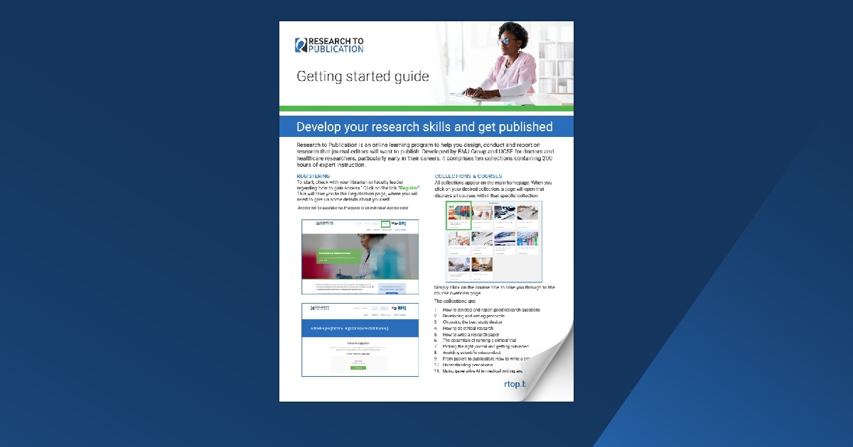 Research to Publication getting started guide