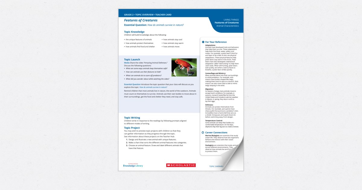 Knowledge Library | Teacher Topic Card Sample