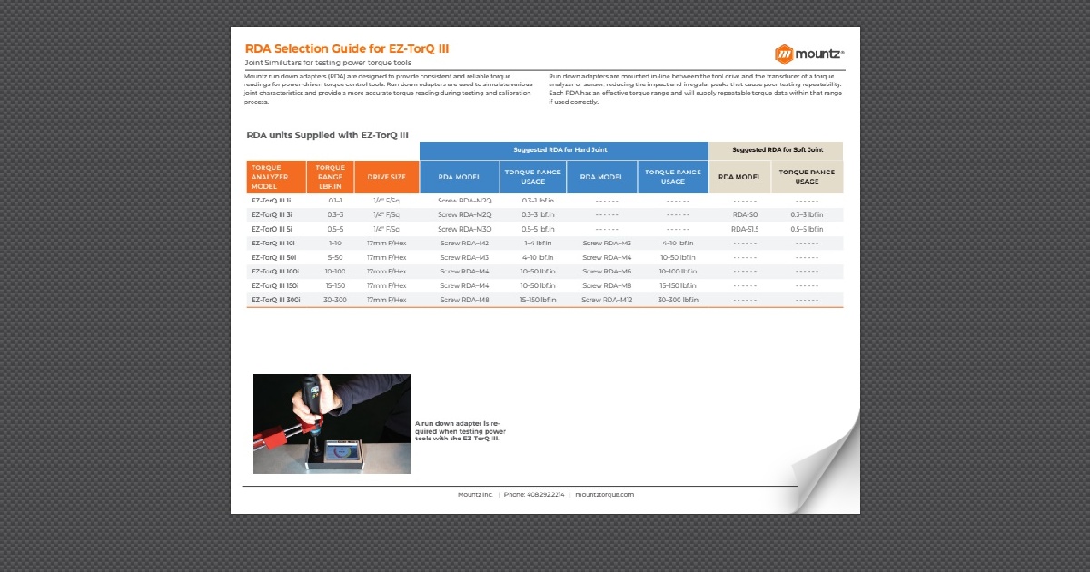 RDA Selection Charts