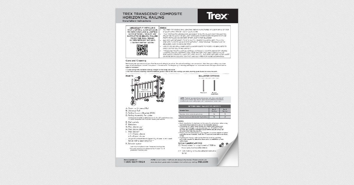 Trex Transcend® Railing Installation Instructions - Page 4