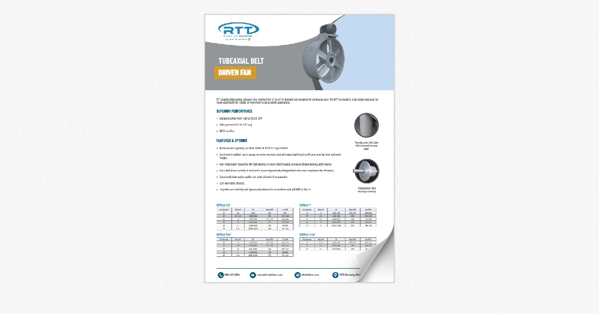 Tubeaxial Belt Drive Fans by RTT Finishing Solutions