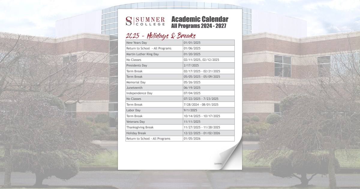 Sumner Academic Calendar 2024 2025