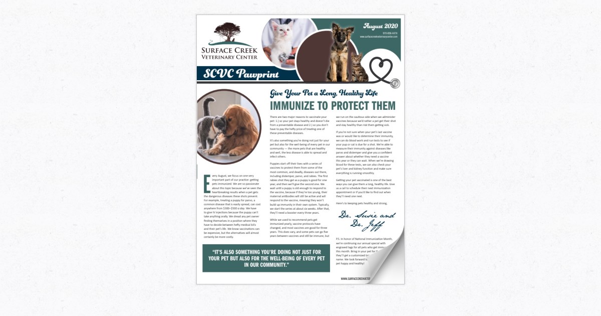 Surface Creek Veterinary Center August 2020