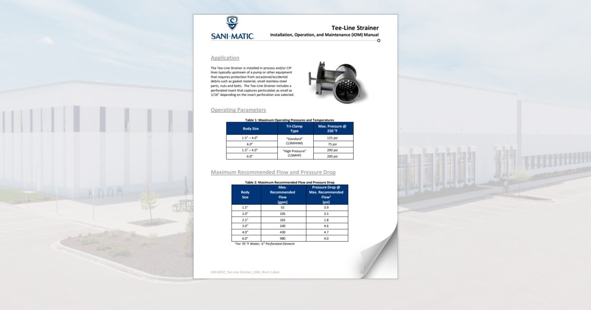 DM0010_TeeLine Strainer_IOM_Rev1.1