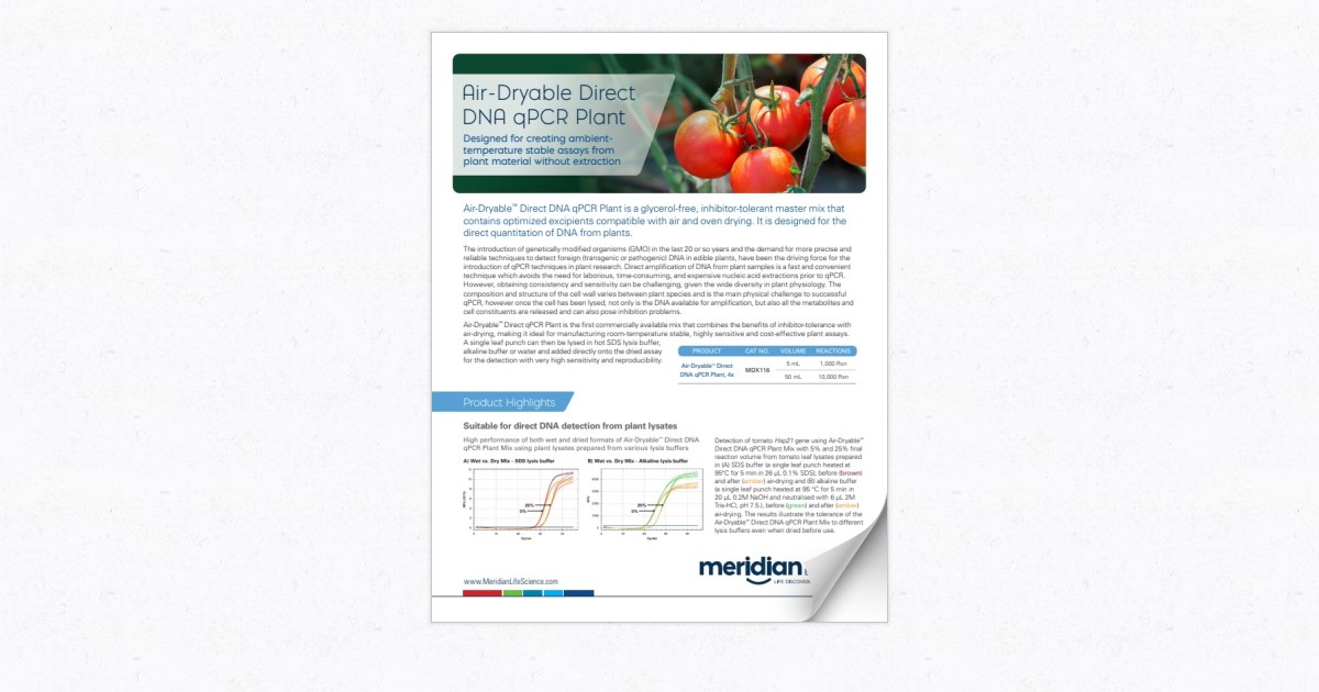 Air Dryable Direct DNA qPCR Plant