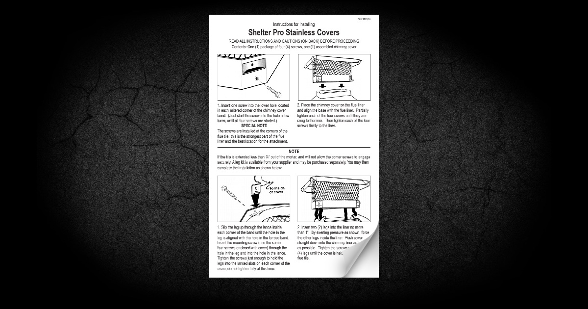 Shelter® Pro Chimney Cover Installation Instructions