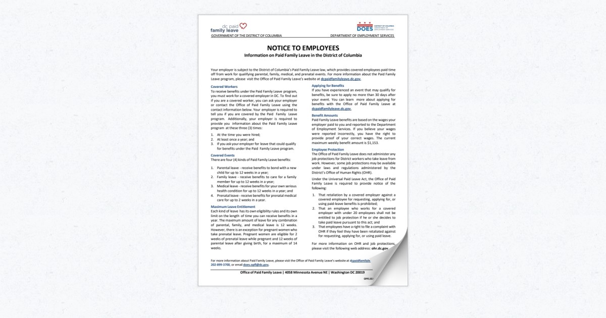 DC PFL Employee Notice Revised 10/2022