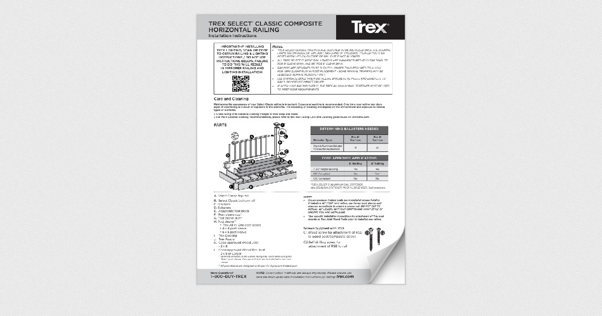 Trex Select® Classic Railing Install Instructions