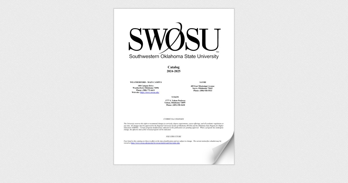 SWOSU Undergraduate Catalog 20242025 Page 192