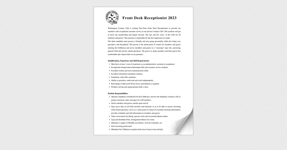 front desk receptionist