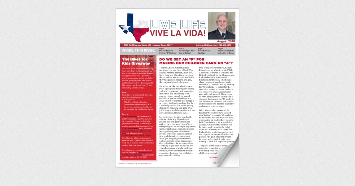 Law Office of Don E. McClure August 2018 Page 2