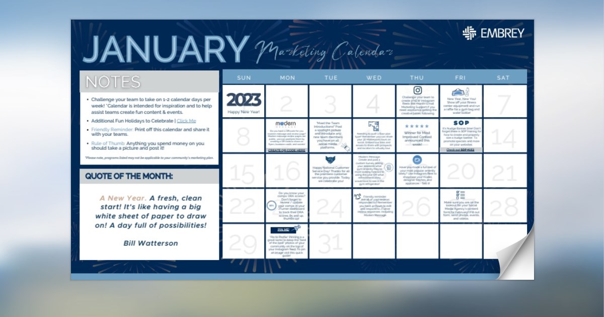 EMS January Marketing Calendar (Onsite)