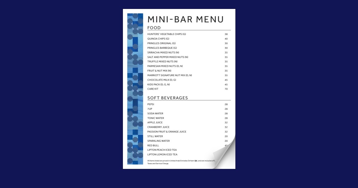 Mini Bar Menu 2025