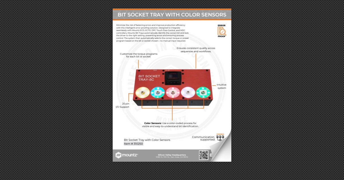 Mountz Bit Socket Tray with Color Sensors