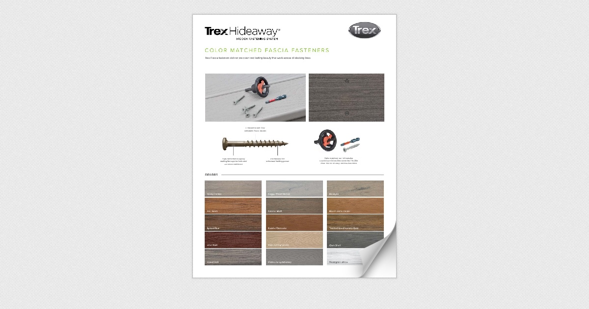 Trex Hideaway® Color Matched Fascia Fasteners Cut Sheet