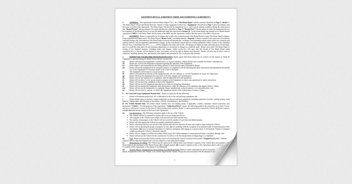 Rental Contract Terms and Conditions English