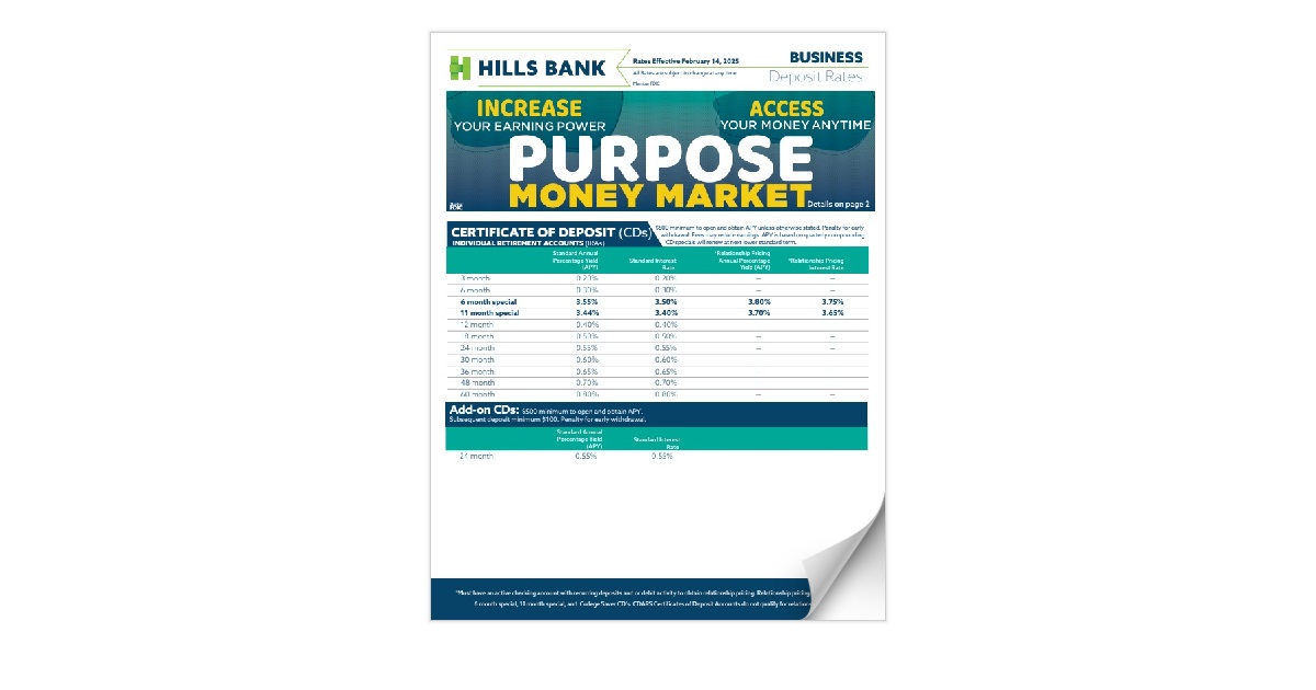 Hills Bank - Business Deposit Rates
