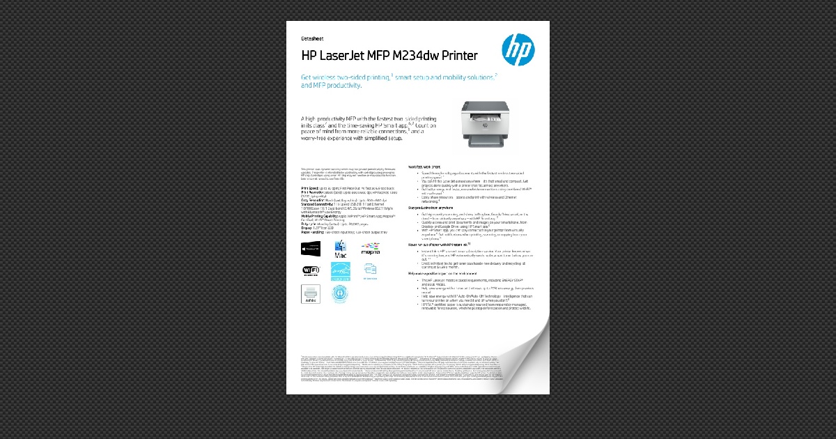 HP LASERJET M234DW_DWE Data Sheets