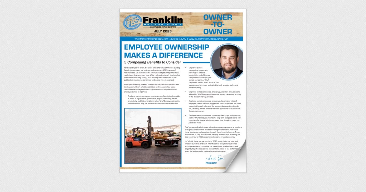 Franklin Building Supply July 2023