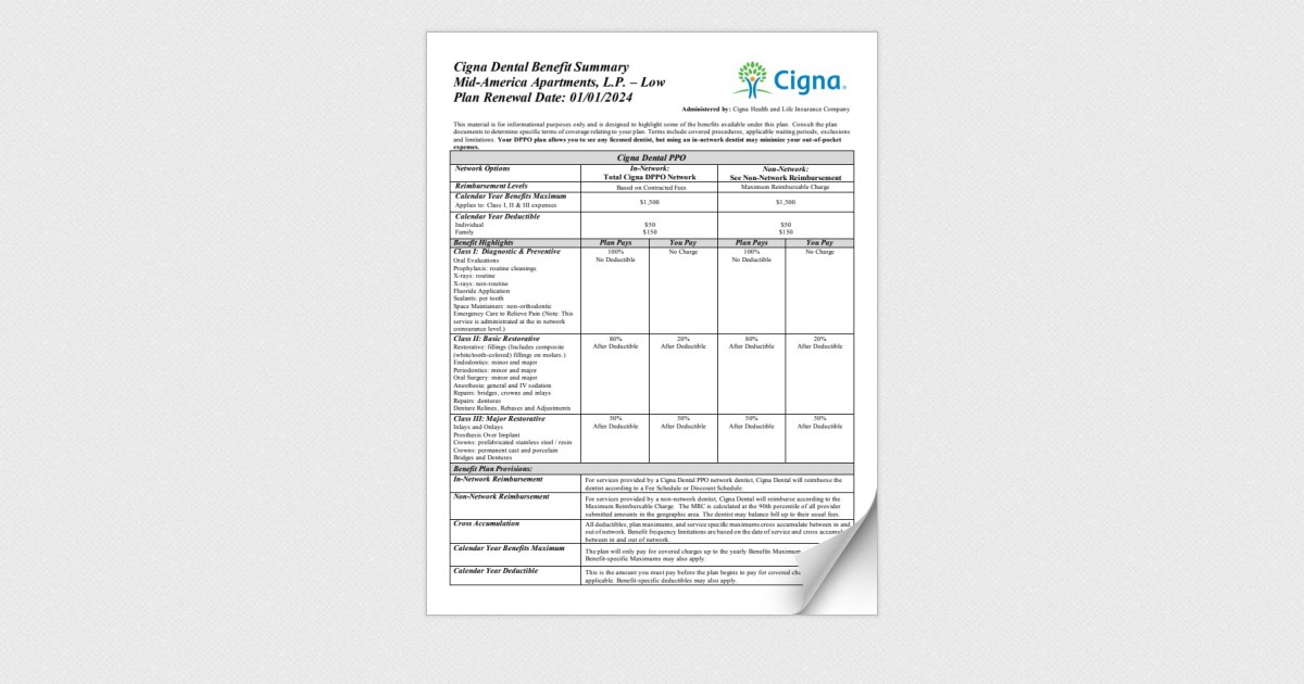 2024 Cigna Dental Plan Summary Low Option