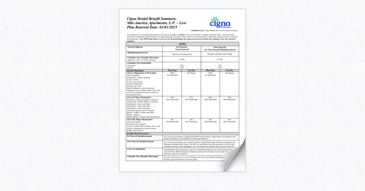 2024 Cigna Dental Plan Summary Low Option